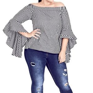 City Chic Gingham Top